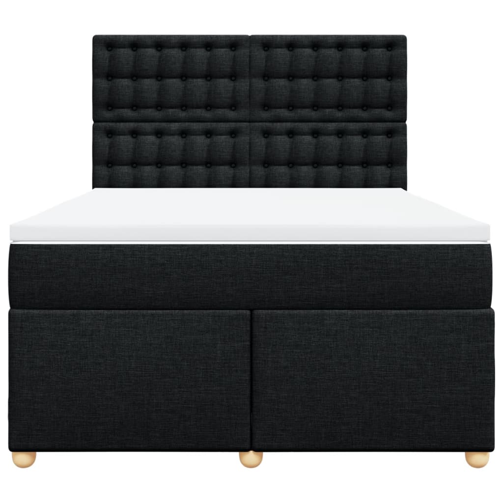 vidaXL Κρεβάτι Boxspring με Στρώμα Μαύρο 140x190 εκ. Υφασμάτινο