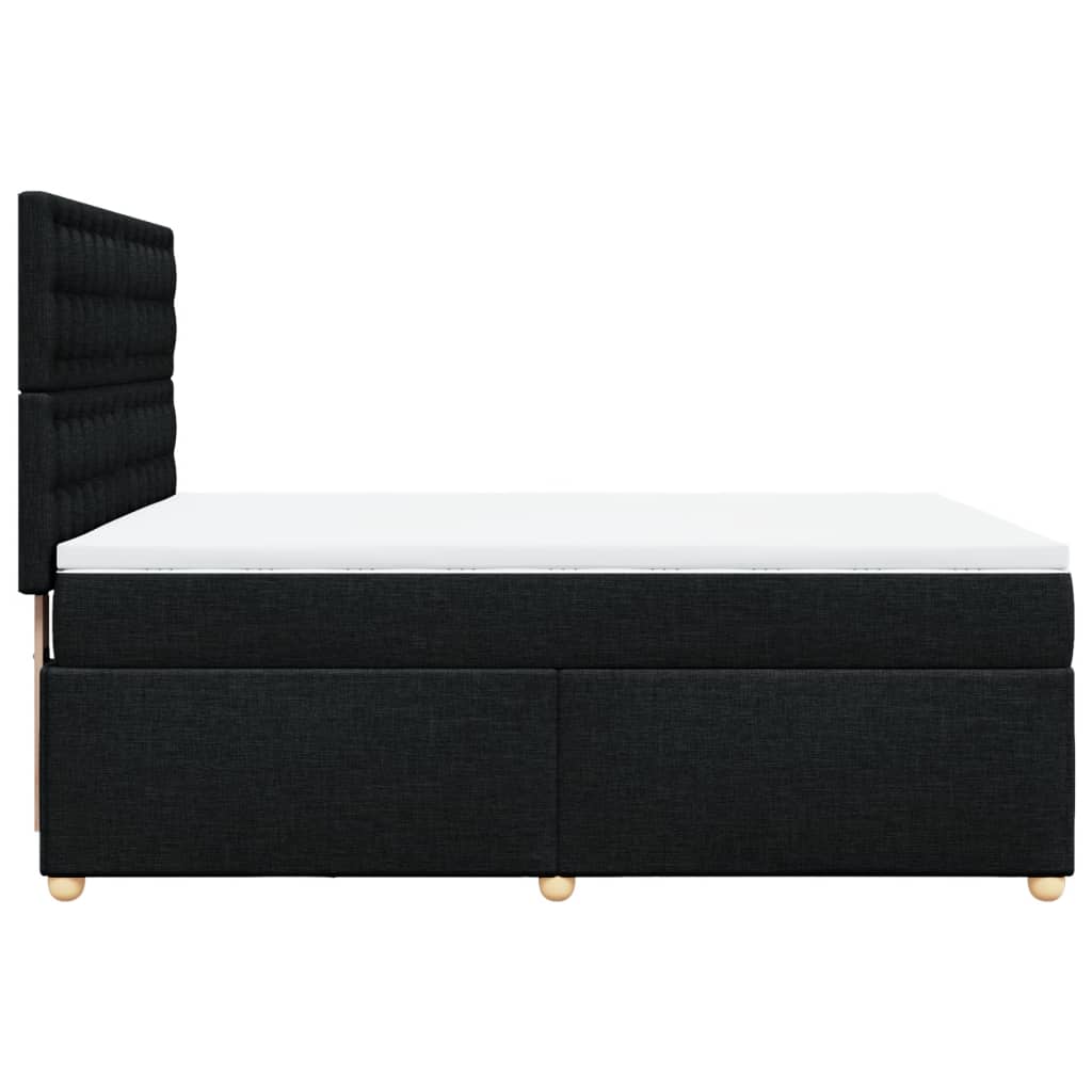 vidaXL Κρεβάτι Boxspring με Στρώμα Μαύρο 140x190 εκ. Υφασμάτινο
