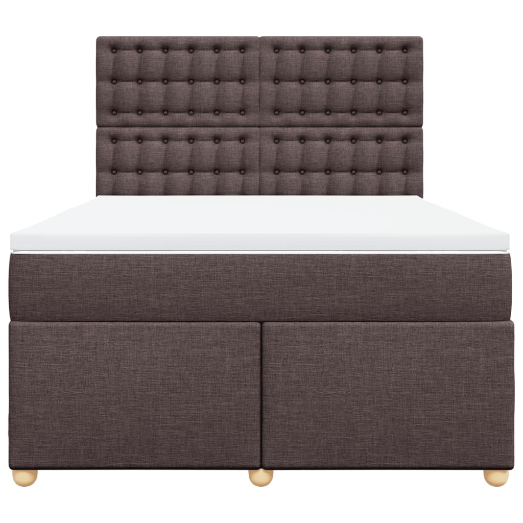 vidaXL Κρεβάτι Boxspring με Στρώμα Σκούρο Καφέ 140x190 εκ. Υφασμάτινο