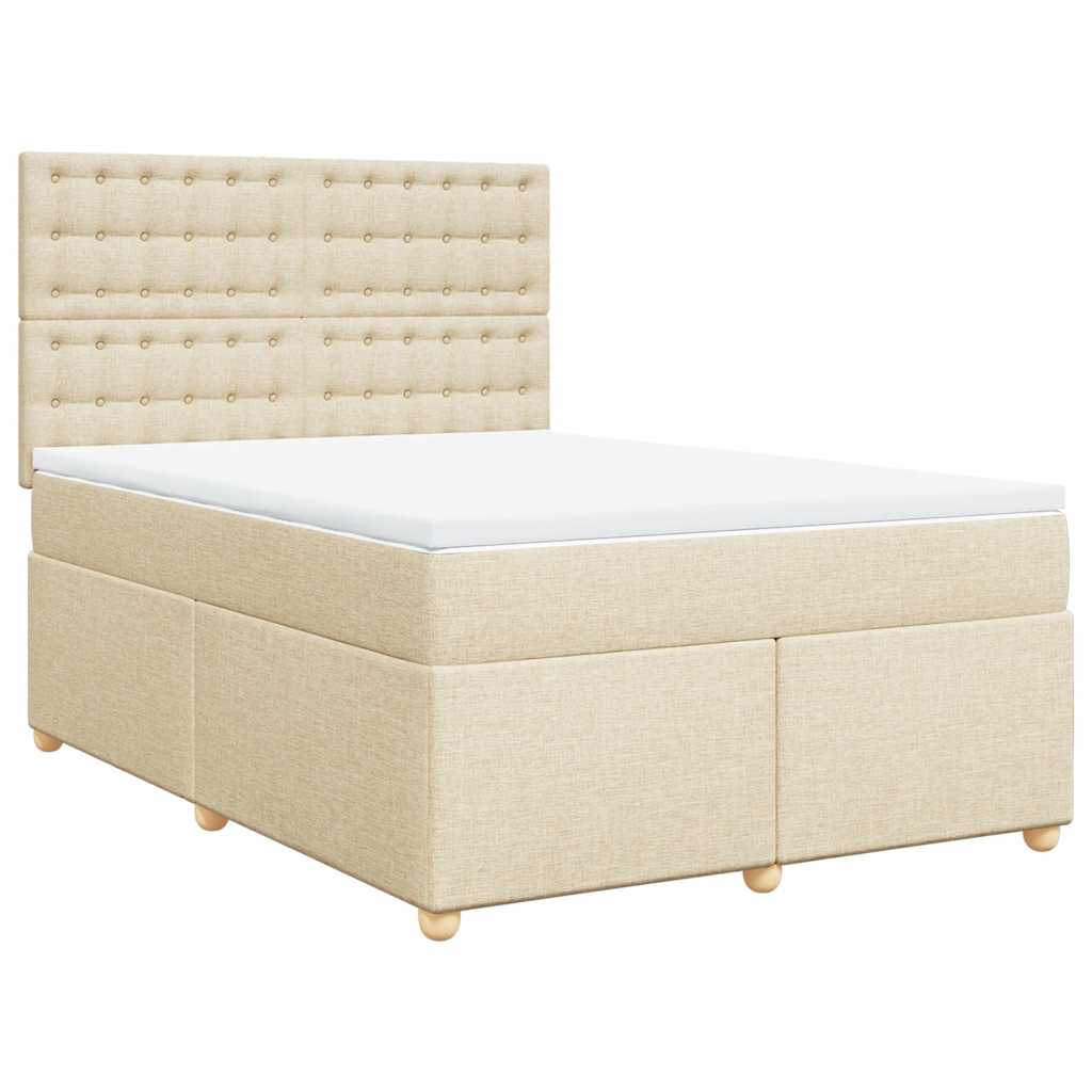 vidaXL Κρεβάτι Boxspring με Στρώμα Κρεμ 140x190 εκ. Υφασμάτινο