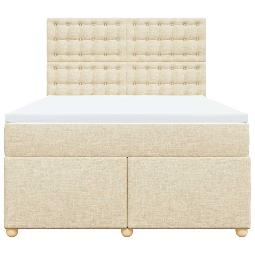 vidaXL Κρεβάτι Boxspring με Στρώμα Κρεμ 140x190 εκ. Υφασμάτινο