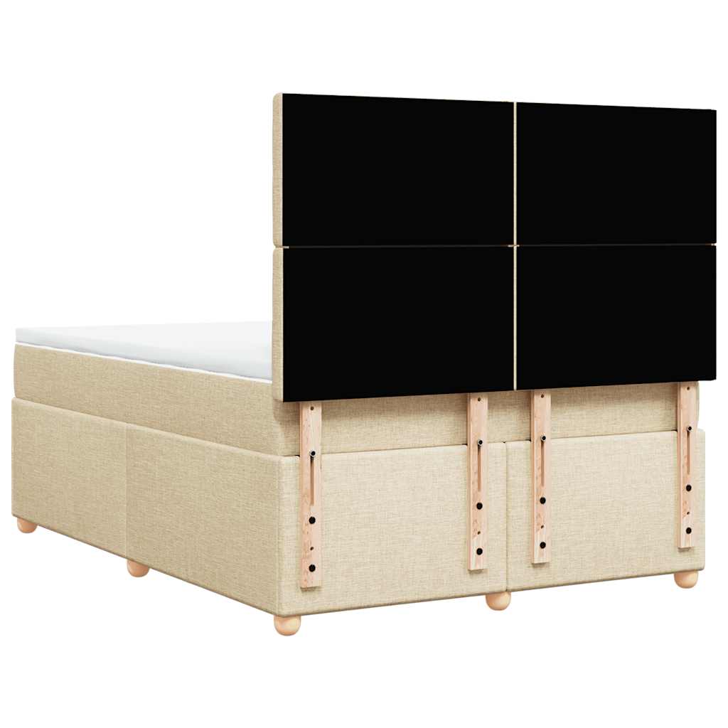 vidaXL Κρεβάτι Boxspring με Στρώμα Κρεμ 140x190 εκ. Υφασμάτινο