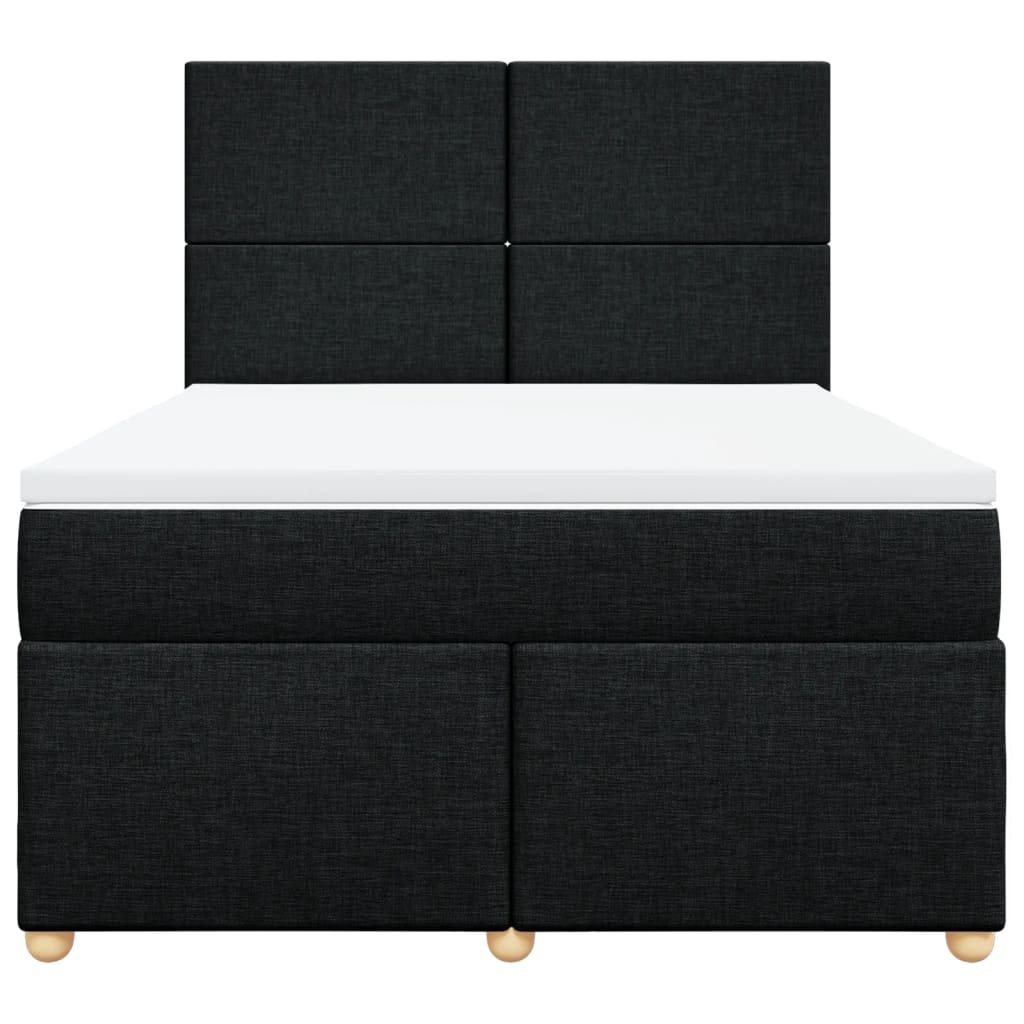 vidaXL Κρεβάτι Boxspring με Στρώμα Μαύρο 140x200 εκ. Υφασμάτινο