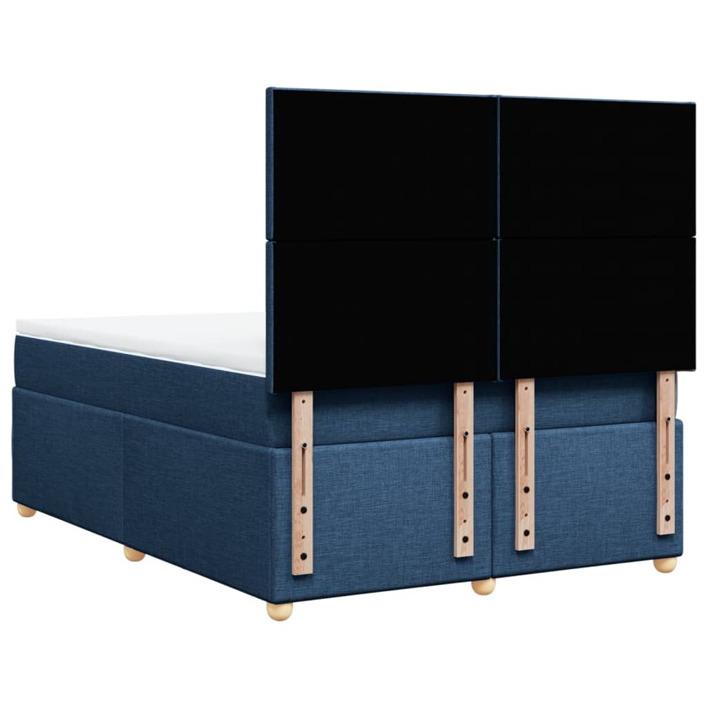 vidaXL Κρεβάτι Boxspring με Στρώμα Μπλε 140x200 εκ. Υφασμάτινο