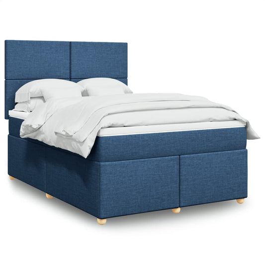 vidaXL Κρεβάτι Boxspring με Στρώμα Μπλε 140x200 εκ. Υφασμάτινο