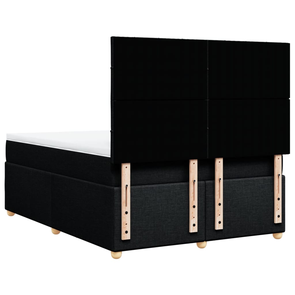 vidaXL Κρεβάτι Boxspring με Στρώμα Μαύρο 140x200 εκ. Υφασμάτινο