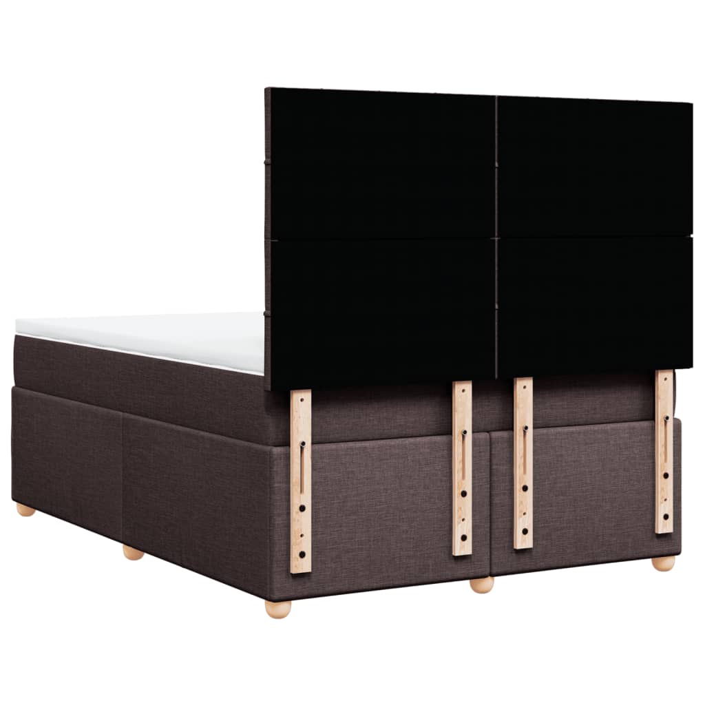 vidaXL Κρεβάτι Boxspring με Στρώμα Σκούρο Καφέ 140x200 εκ Υφασμάτινο