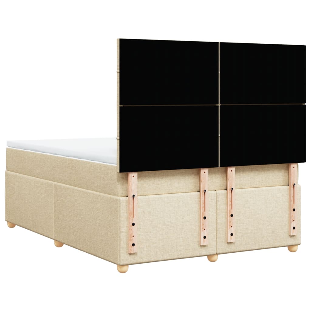 vidaXL Κρεβάτι Boxspring με Στρώμα Κρεμ 140x200 εκ. Υφασμάτινο