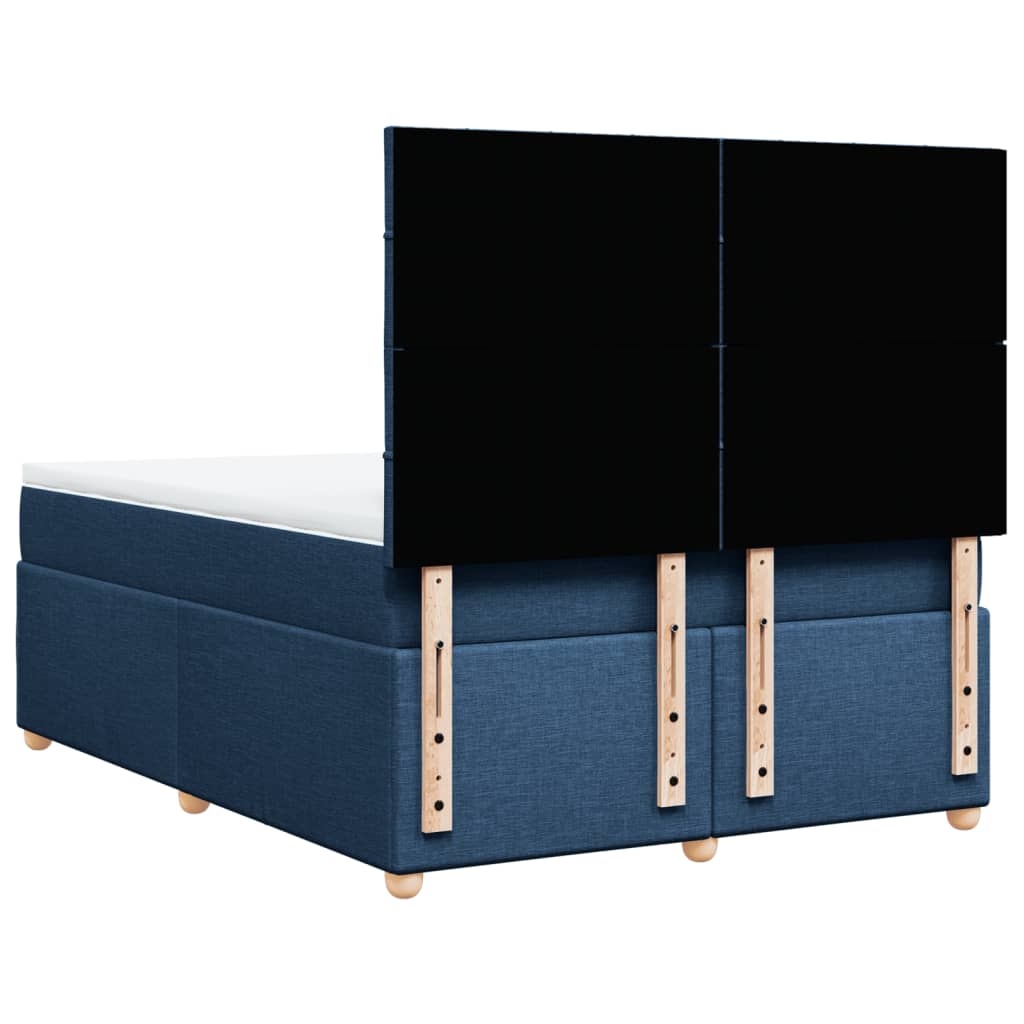vidaXL Κρεβάτι Boxspring με Στρώμα Μπλε 140x200 εκ. Υφασμάτινο