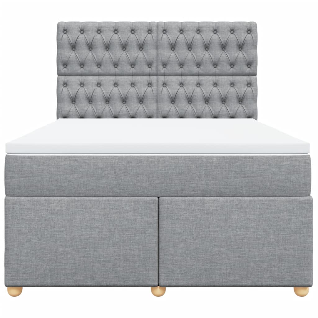 vidaXL Κρεβάτι Boxspring με Στρώμα Ανοιχτό Γκρι 140x200 εκ. Υφασμάτινο