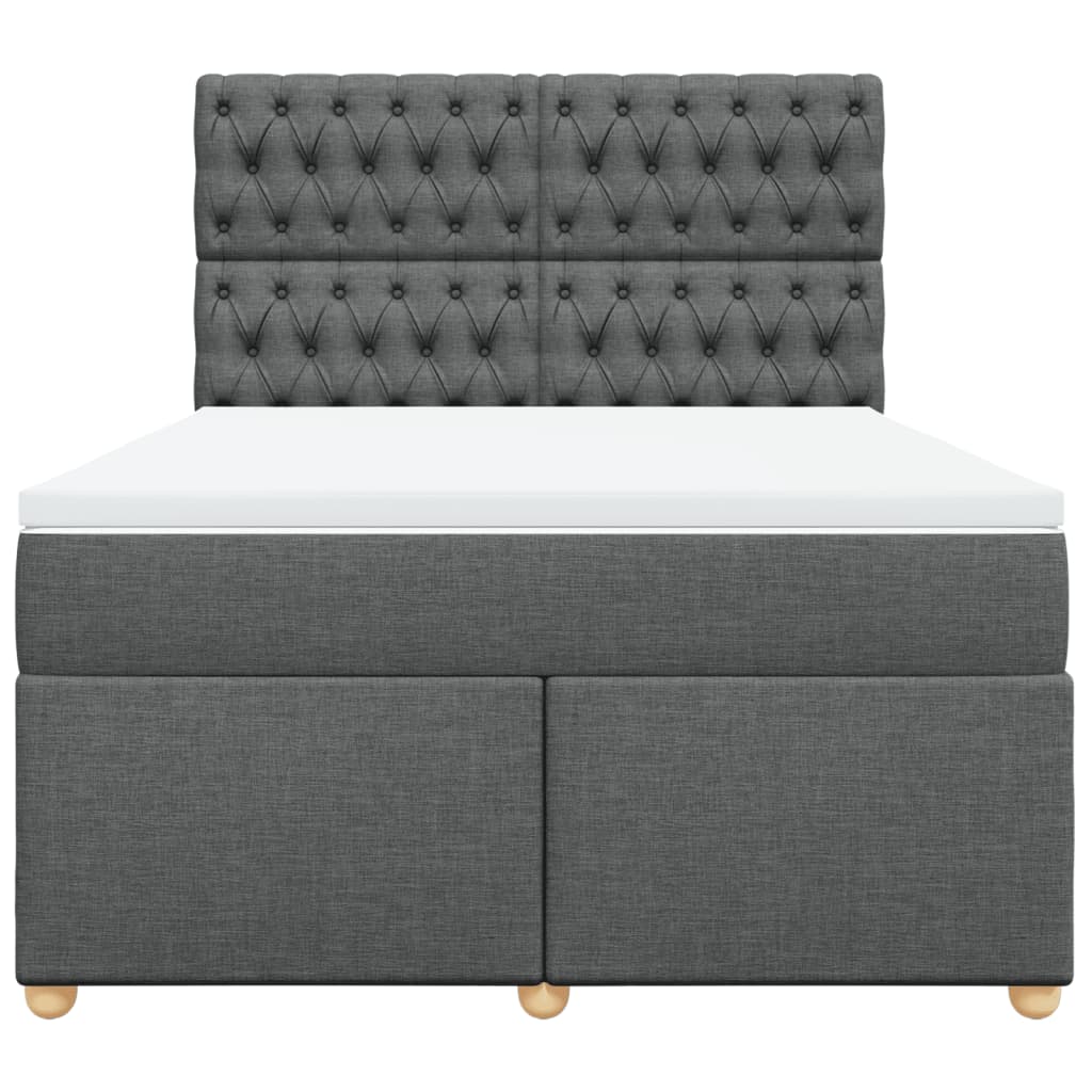 vidaXL Κρεβάτι Boxspring με Στρώμα Σκούρο Γκρι 140x200 εκ Υφασμάτινο