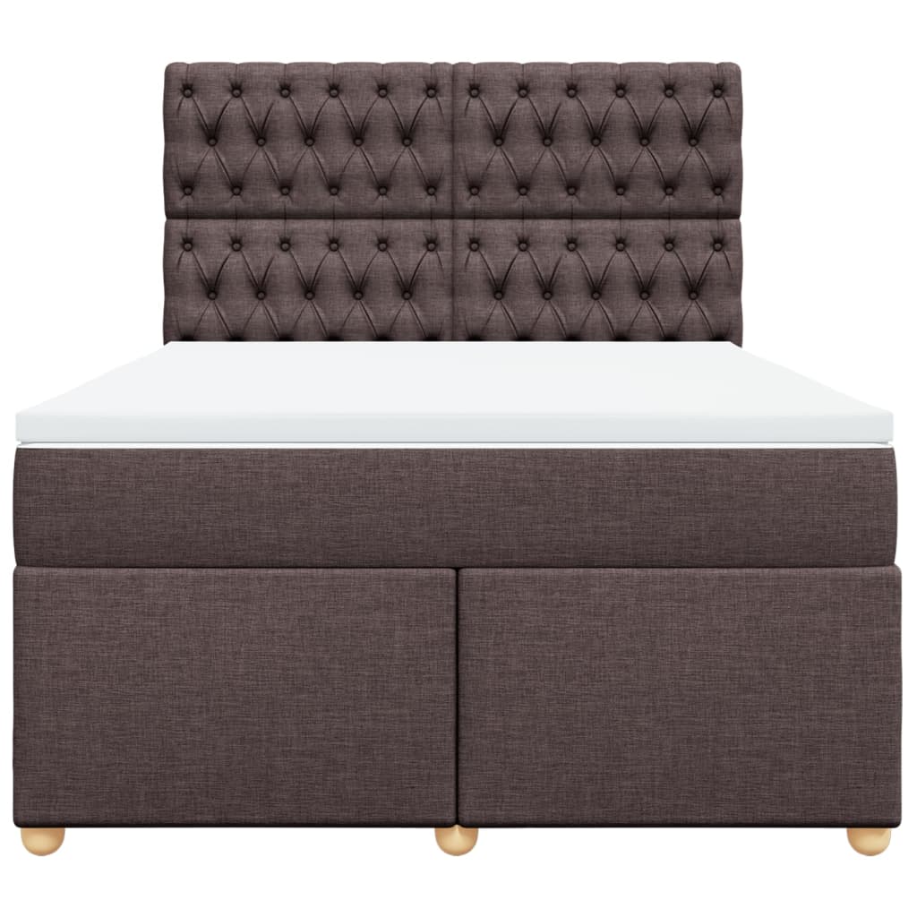 vidaXL Κρεβάτι Boxspring με Στρώμα Σκούρο Καφέ 140x200 εκ Υφασμάτινο