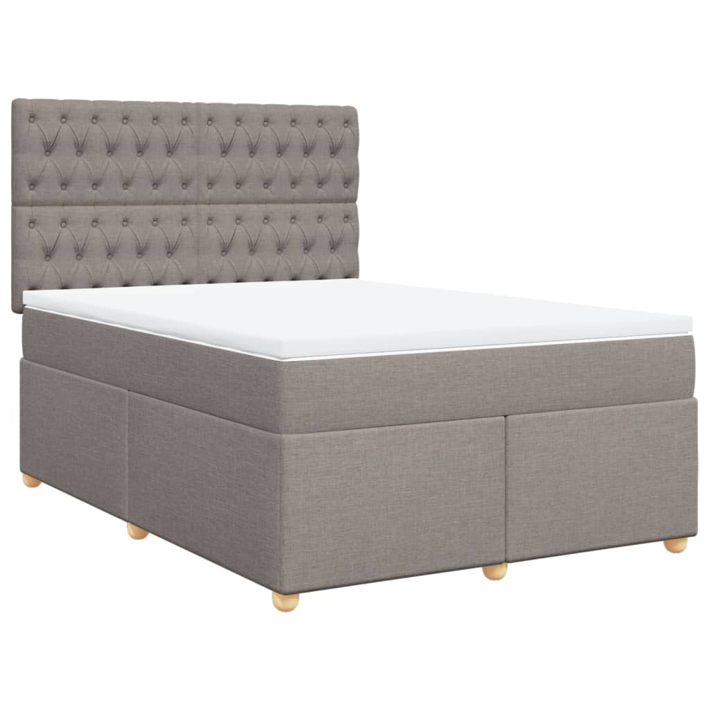 vidaXL Κρεβάτι Boxspring με Στρώμα Taupe 140x200 εκ. Υφασμάτινο