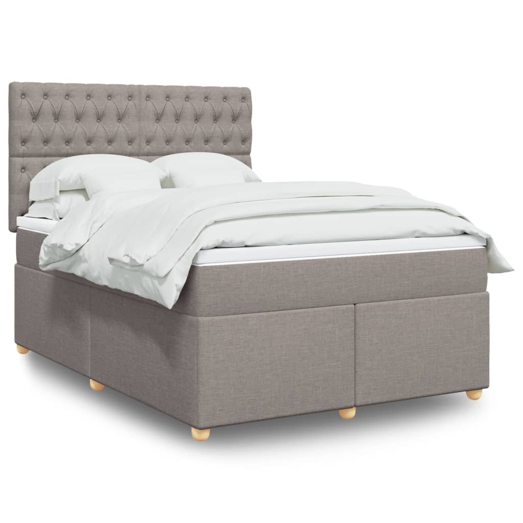 vidaXL Κρεβάτι Boxspring με Στρώμα Taupe 140x200 εκ. Υφασμάτινο