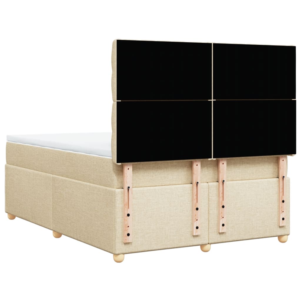 vidaXL Κρεβάτι Boxspring με Στρώμα Κρεμ 140x200 εκ. Υφασμάτινο