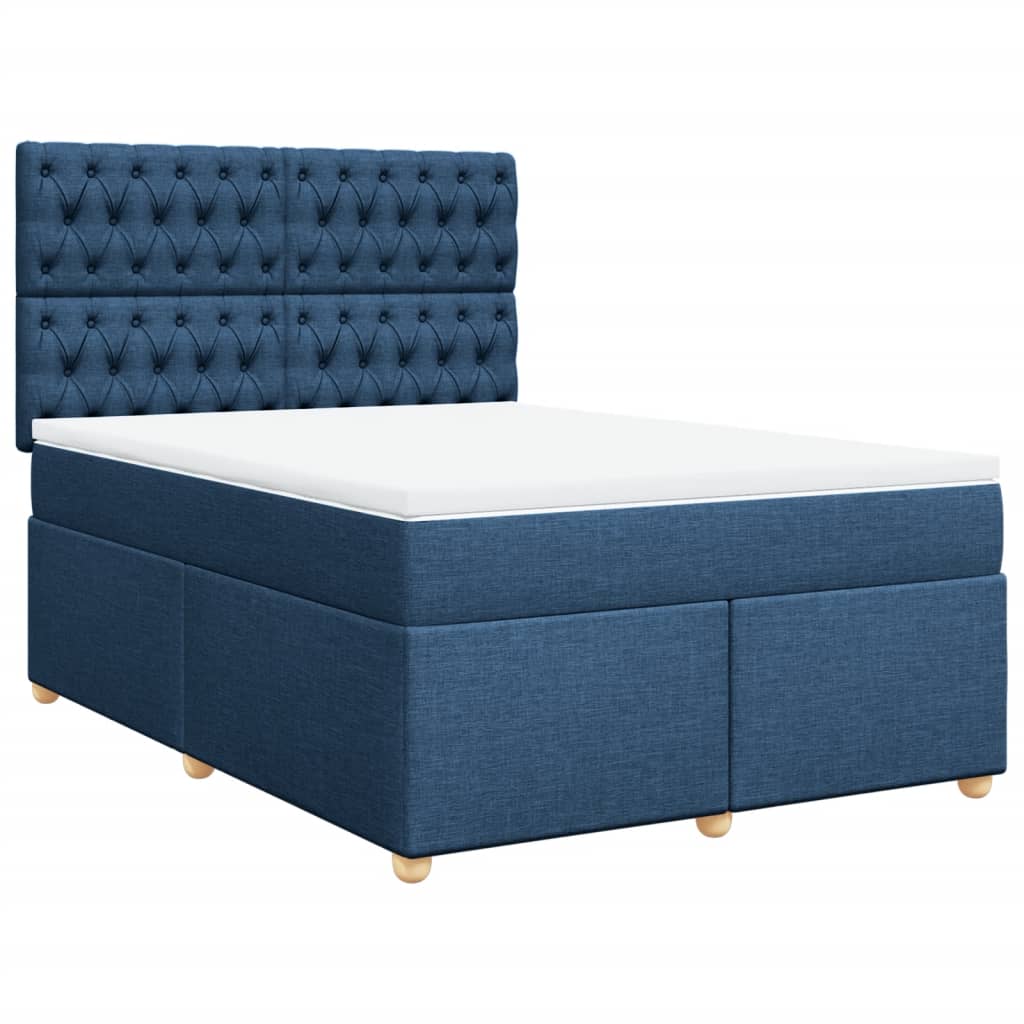 vidaXL Κρεβάτι Boxspring με Στρώμα Μπλε 140x200 εκ. Υφασμάτινο