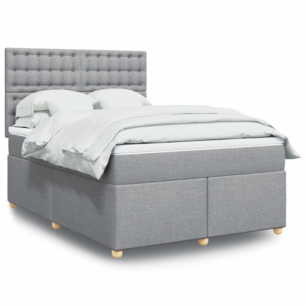 vidaXL Κρεβάτι Boxspring με Στρώμα Ανοιχτό Γκρι 140x200 εκ. Υφασμάτινο