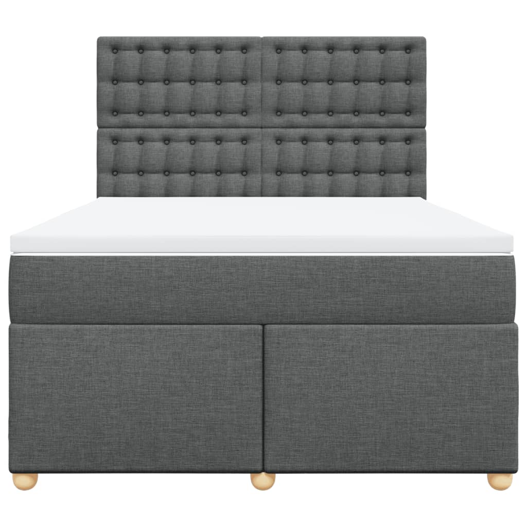 vidaXL Κρεβάτι Boxspring με Στρώμα Σκούρο Γκρι 140x200 εκ Υφασμάτινο