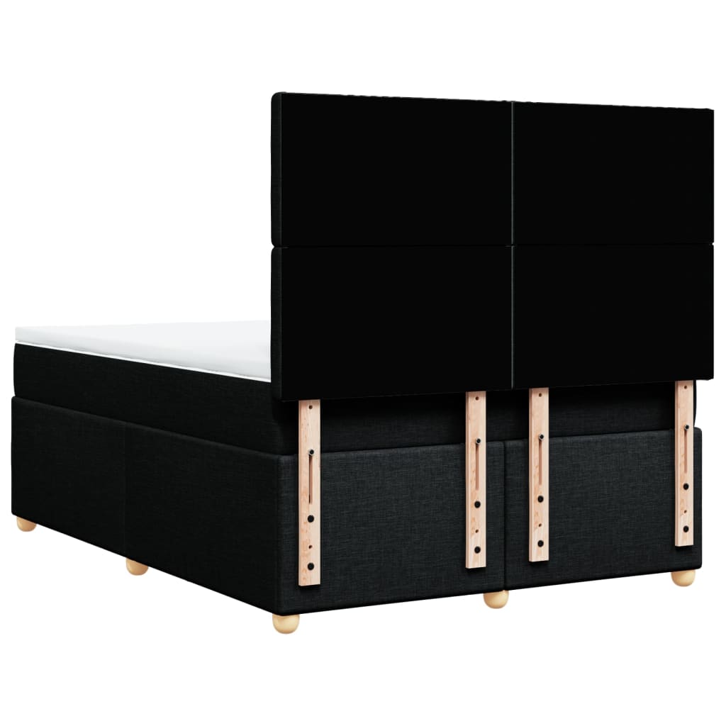 vidaXL Κρεβάτι Boxspring με Στρώμα Μαύρο 140x200 εκ. Υφασμάτινο
