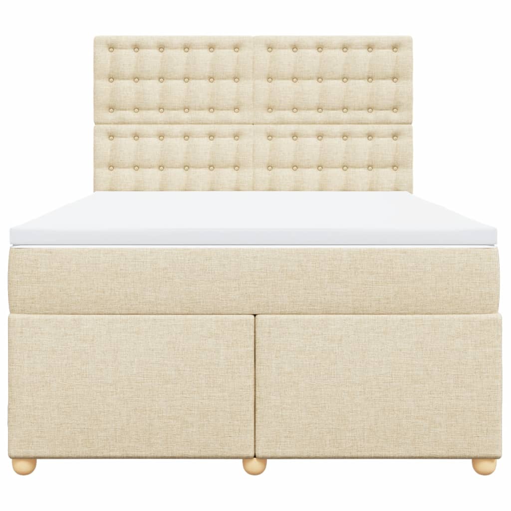 vidaXL Κρεβάτι Boxspring με Στρώμα Κρεμ 140x200 εκ. Υφασμάτινο
