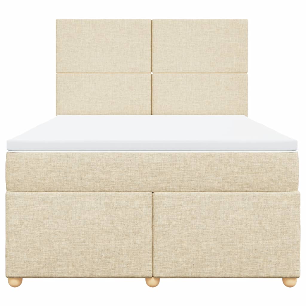 vidaXL Κρεβάτι Boxspring με Στρώμα Κρεμ 160x200 εκ. Υφασμάτινο