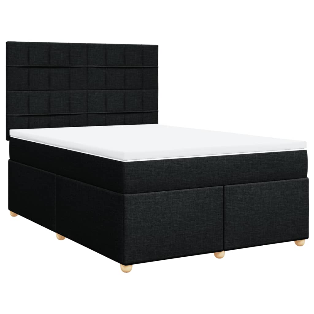 vidaXL Κρεβάτι Boxspring με Στρώμα Μαύρο 160x200 εκ. Υφασμάτινο