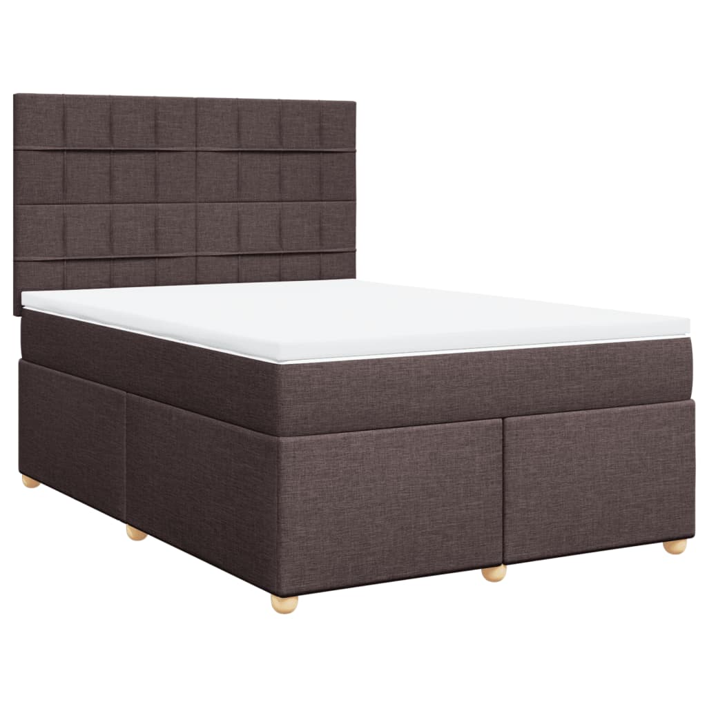 vidaXL Κρεβάτι Boxspring με Στρώμα Σκούρο Καφέ 160x200 εκ Υφασμάτινο