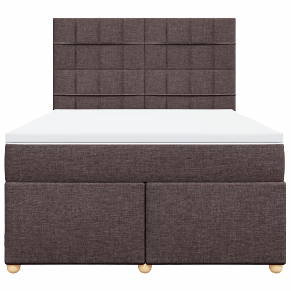 vidaXL Κρεβάτι Boxspring με Στρώμα Σκούρο Καφέ 160x200 εκ Υφασμάτινο