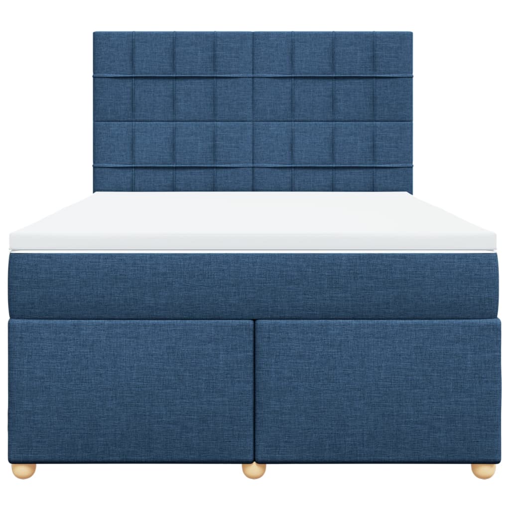 vidaXL Κρεβάτι Boxspring με Στρώμα Μπλε 160x200 εκ. Υφασμάτινο