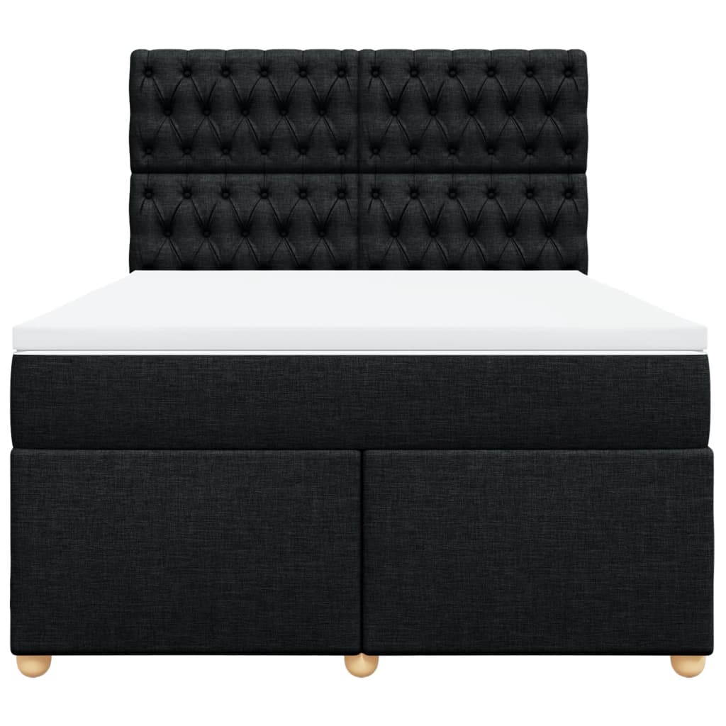 vidaXL Κρεβάτι Boxspring με Στρώμα Μαύρο 160x200 εκ. Υφασμάτινο