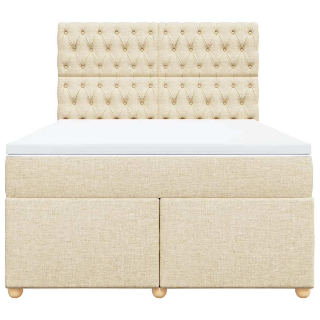 vidaXL Κρεβάτι Boxspring με Στρώμα Κρεμ 160x200 εκ. Υφασμάτινο