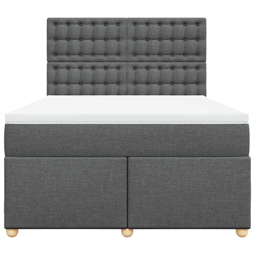 vidaXL Κρεβάτι Boxspring με Στρώμα Σκούρο Γκρι 160x200 εκ Υφασμάτινο