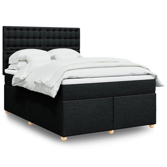 vidaXL Κρεβάτι Boxspring με Στρώμα Μαύρο 160x200 εκ. Υφασμάτινο