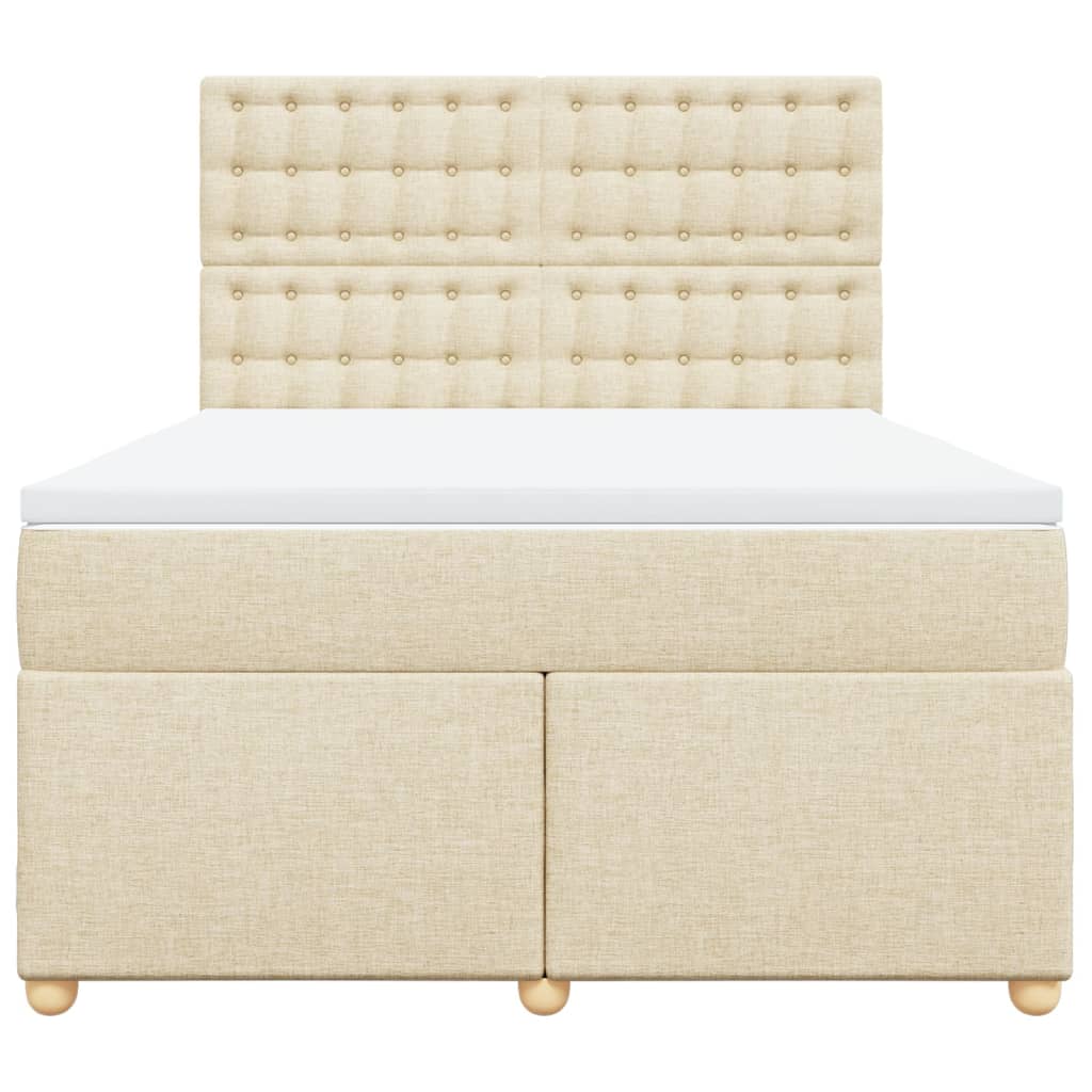 vidaXL Κρεβάτι Boxspring με Στρώμα Κρεμ 160x200 εκ. Υφασμάτινο