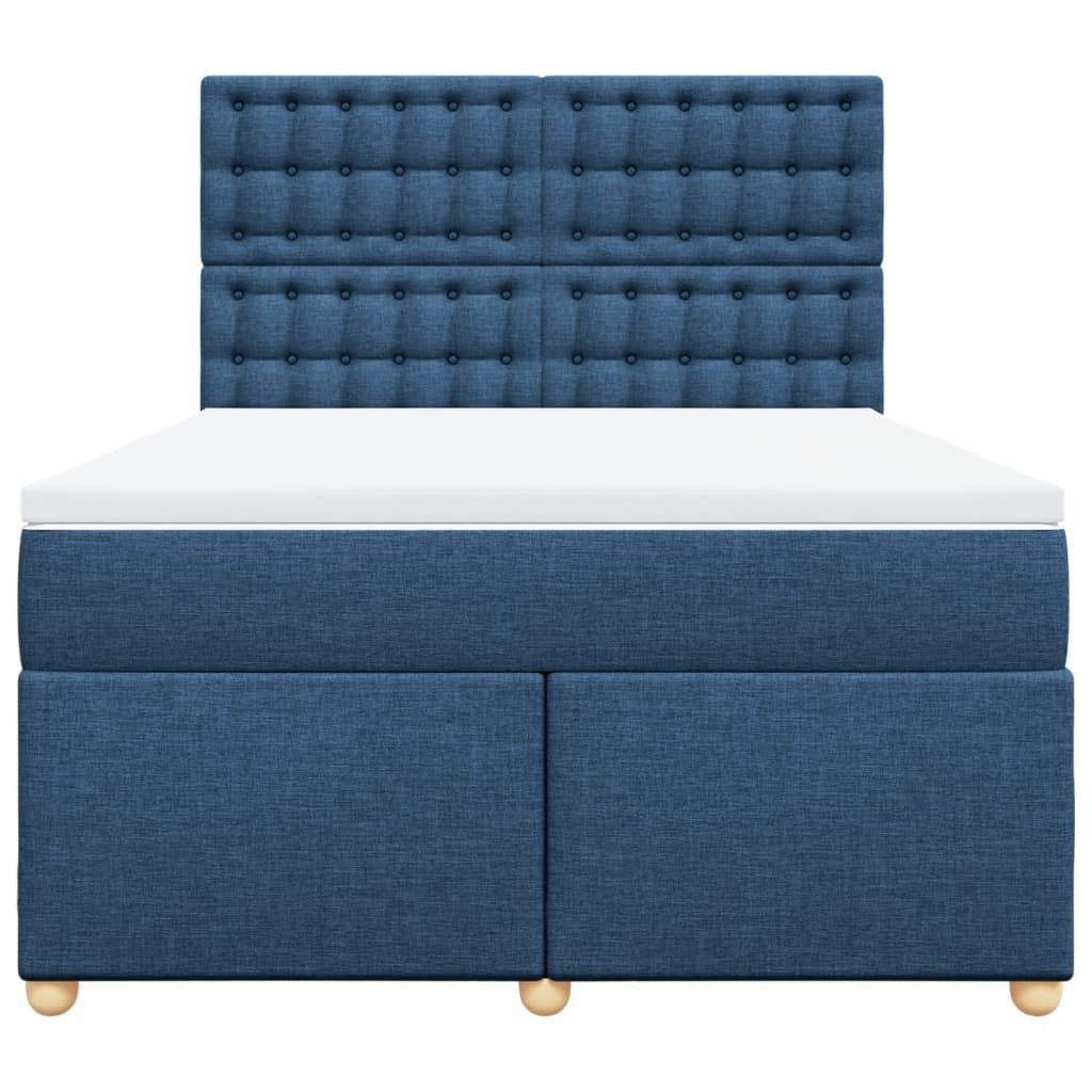 vidaXL Κρεβάτι Boxspring με Στρώμα Μπλε 160x200 εκ. Υφασμάτινο