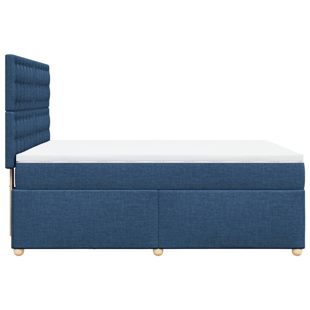 vidaXL Κρεβάτι Boxspring με Στρώμα Μπλε 160x200 εκ. Υφασμάτινο