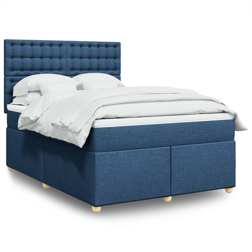 vidaXL Κρεβάτι Boxspring με Στρώμα Μπλε 160x200 εκ. Υφασμάτινο