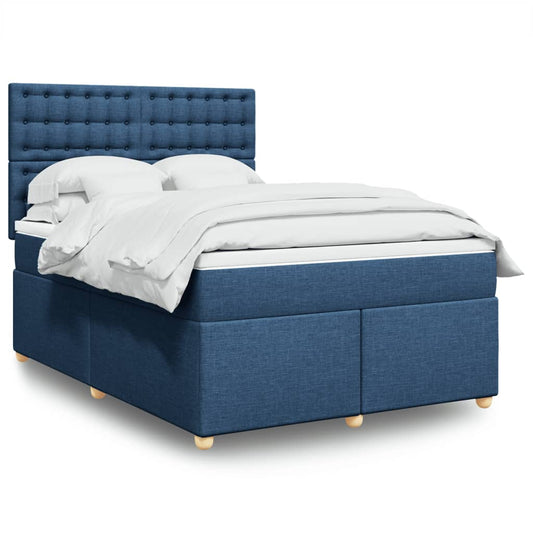 vidaXL Κρεβάτι Boxspring με Στρώμα Μπλε 160x200 εκ. Υφασμάτινο