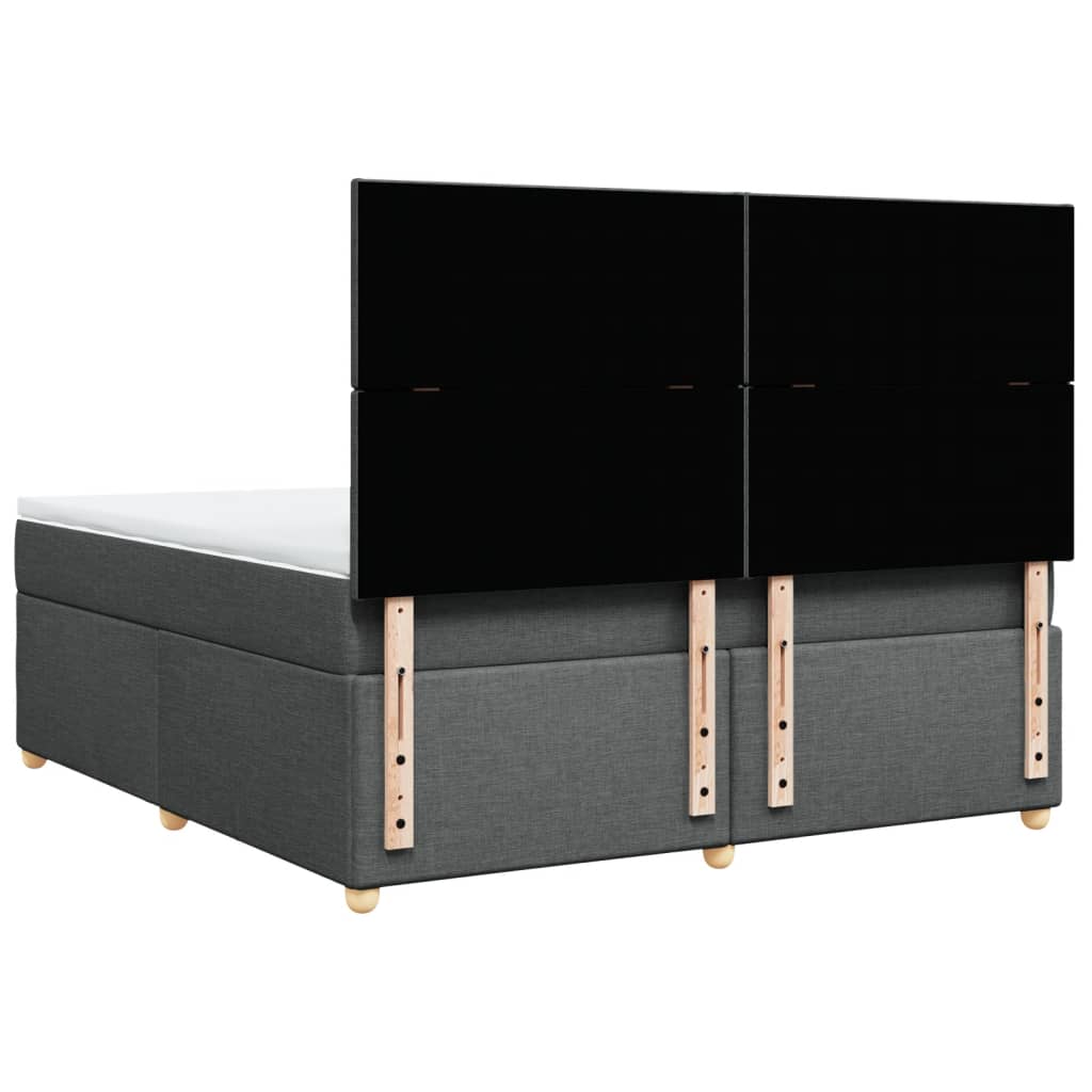 vidaXL Κρεβάτι Boxspring με Στρώμα Σκούρο Γκρι 180x200 εκ Υφασμάτιν