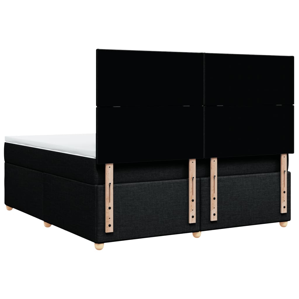 vidaXL Κρεβάτι Boxspring με Στρώμα Μαύρο 180x200 εκ. Υφασμάτινο