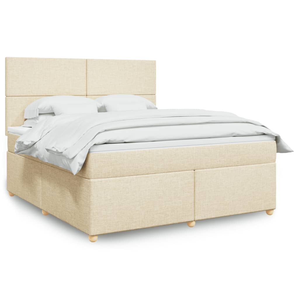 vidaXL Κρεβάτι Boxspring με Στρώμα Κρεμ 180x200 εκ. Υφασμάτινο