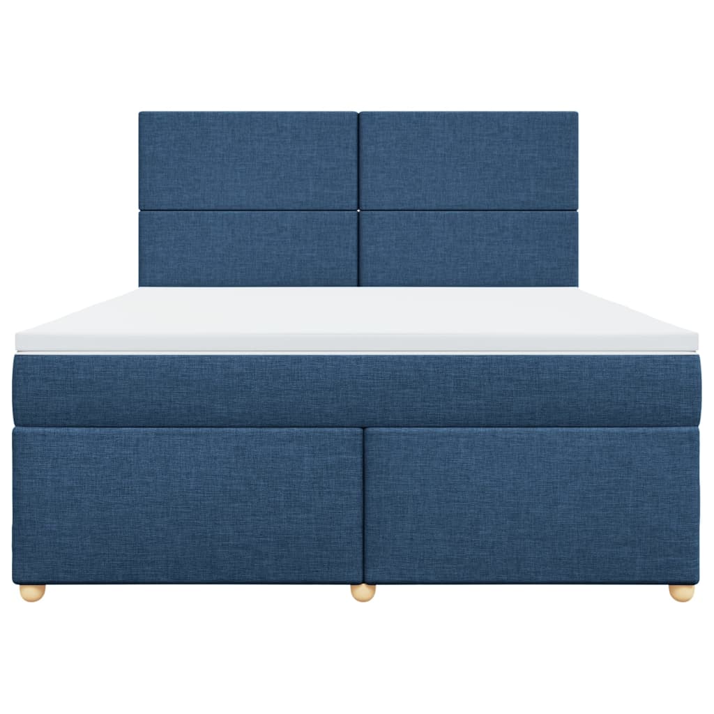 vidaXL Κρεβάτι Boxspring με Στρώμα Μπλε 180x200 εκ. Υφασμάτινο