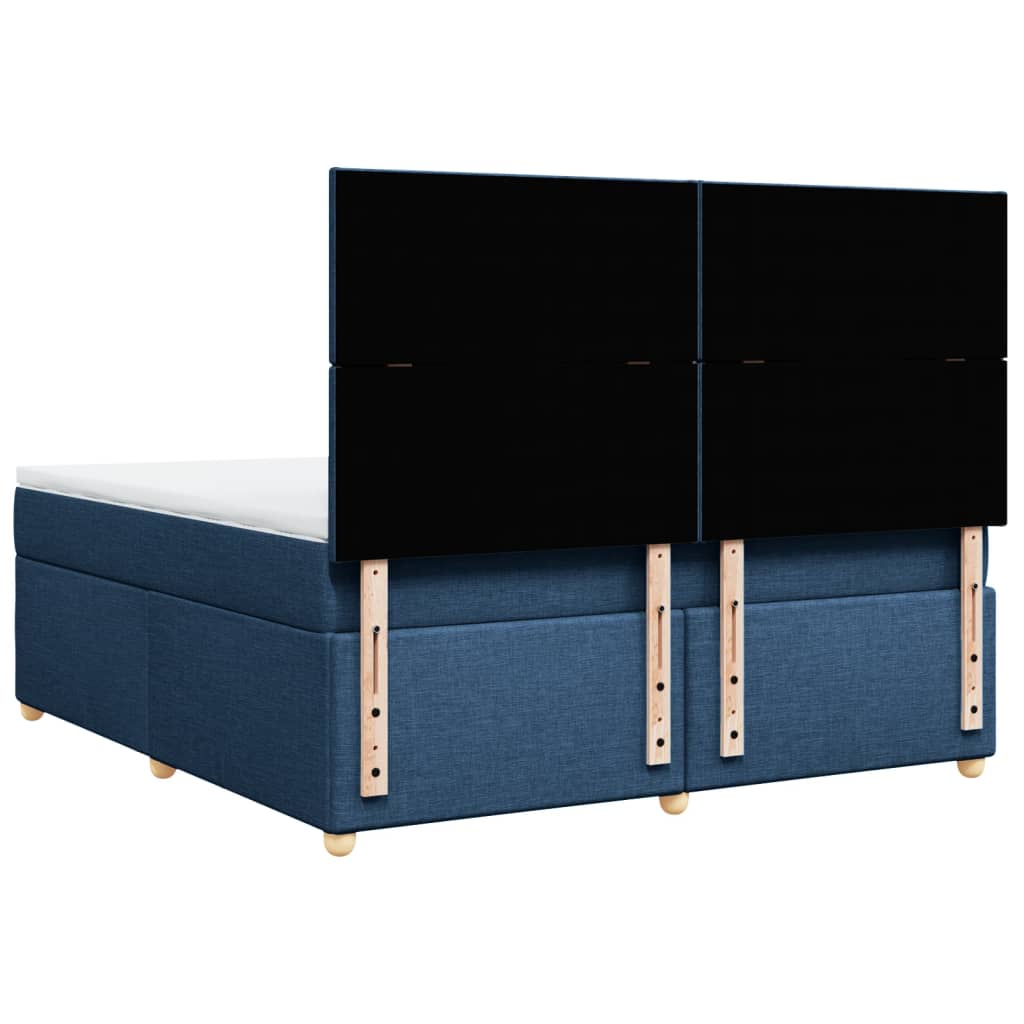 vidaXL Κρεβάτι Boxspring με Στρώμα Μπλε 180x200 εκ. Υφασμάτινο