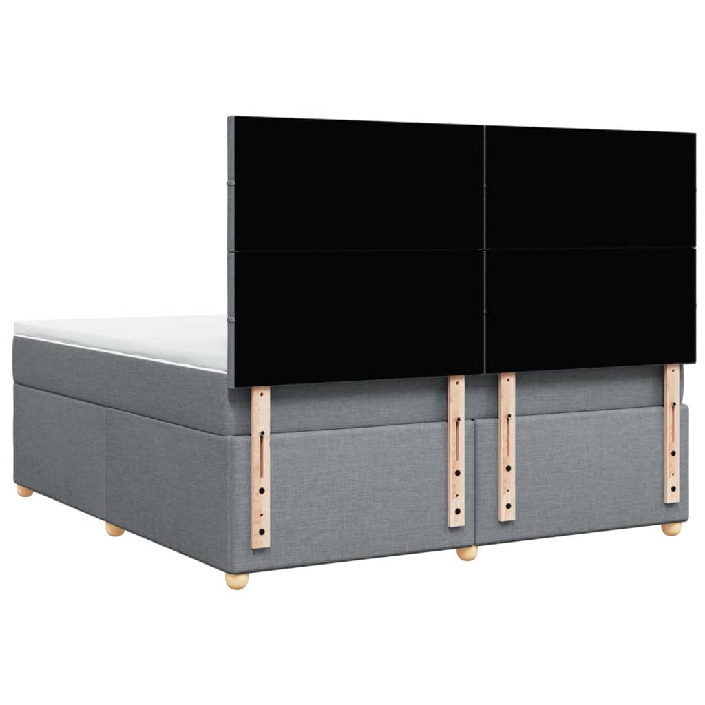 vidaXL Κρεβάτι Boxspring με Στρώμα Ανοιχτό Γκρι 180x200 εκ. Υφασμάτινο
