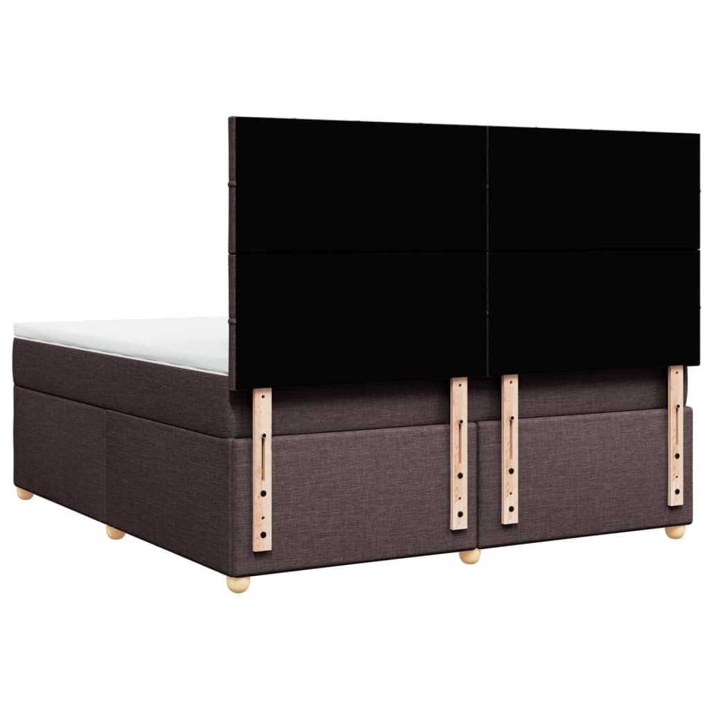 vidaXL Κρεβάτι Boxspring με Στρώμα Σκούρο Καφέ 180x200 εκ Υφασμάτινο