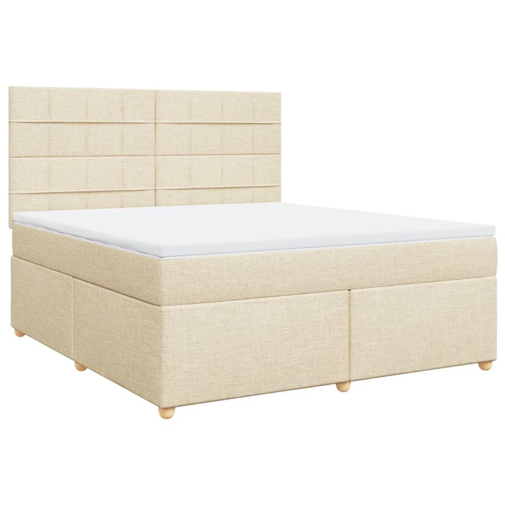 vidaXL Κρεβάτι Boxspring με Στρώμα Κρεμ 180x200 εκ. Υφασμάτινο