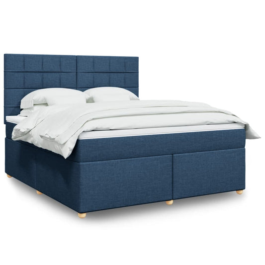 vidaXL Κρεβάτι Boxspring με Στρώμα Μπλε 180x200 εκ. Υφασμάτινο