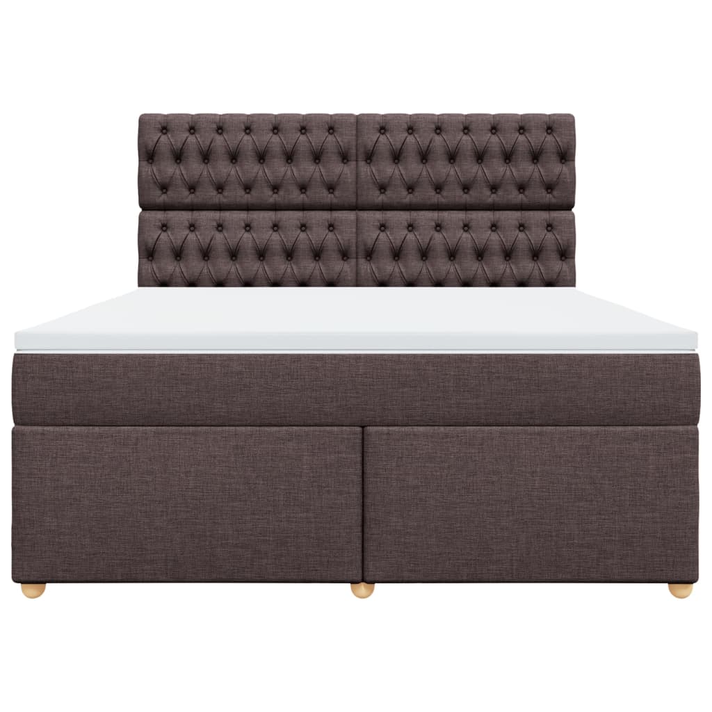 vidaXL Κρεβάτι Boxspring με Στρώμα Σκούρο Καφέ 180x200 εκ Υφασμάτινο
