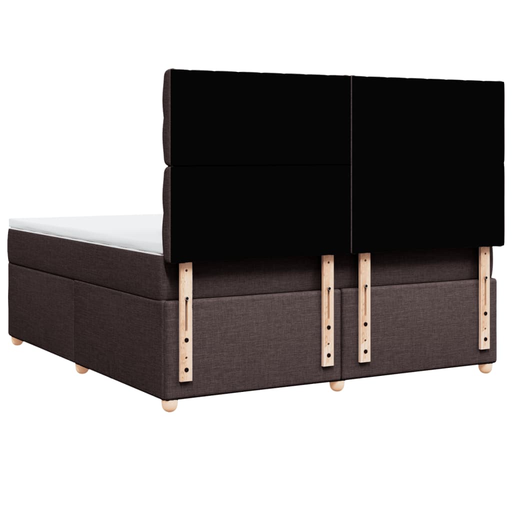 vidaXL Κρεβάτι Boxspring με Στρώμα Σκούρο Καφέ 180x200 εκ Υφασμάτινο