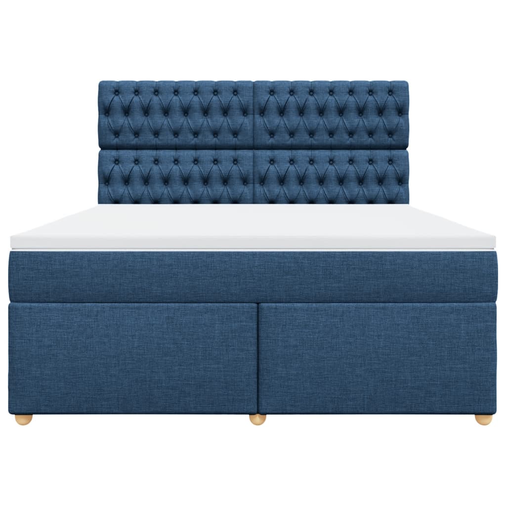 vidaXL Κρεβάτι Boxspring με Στρώμα Μπλε 180x200 εκ. Υφασμάτινο